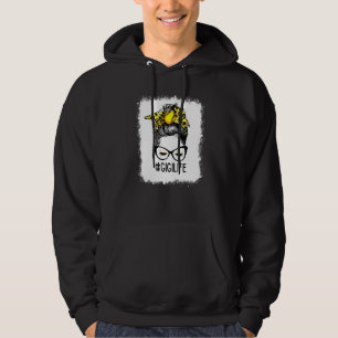 Bleached Softball Gigi Life Leopard Messy Bun Moth Hoodie