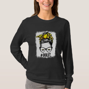Bleached Softball Gigi Messy Bun Game Day Mothers T-Shirt