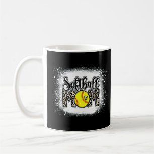 Bleached Softball Mom Leopard Print Softball Mom Coffee Mug