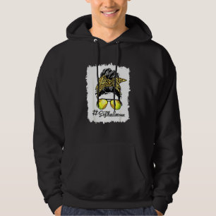 Bleached Softball Mom Life Leopard Messy Bun Mothe Hoodie