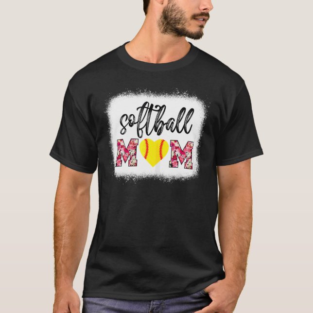 Bleached Softball Mom Softball Game Day Vibes Moth T-Shirt (Front)