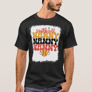Bleached Softball Nanny Retro Softball Mom  Mother T-Shirt