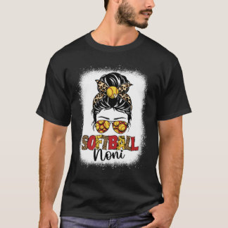 Bleached Softball Noni Leopard Messy Bun Mothers D T-Shirt