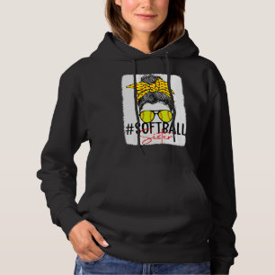 Bleached Softball Sister Messy Bun Mom Life Mother Hoodie