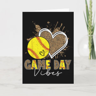 Bleached Softll Game Day Vibes Leopard Heart Headn Card