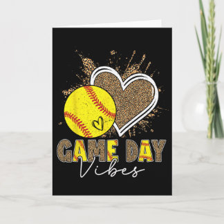 Bleached Softll Game Day Vibes Leopard Heart Headn Card