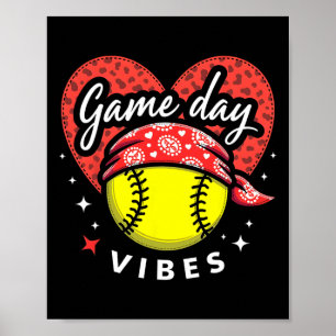 Bleached Softll Game Day Vibes Leopard Heart Headn Poster