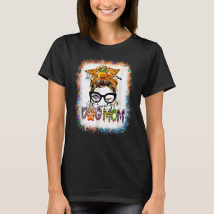 Bleached Spooky Dog Mom Messy Bun Halloween Dog Ma T-Shirt
