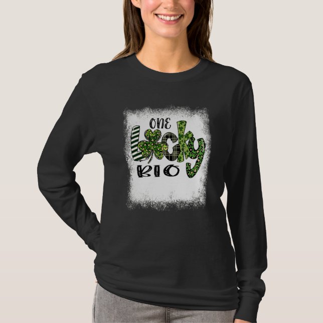 Bleached St Patricks Day Leopard One Lucky Bio T-Shirt (Front)