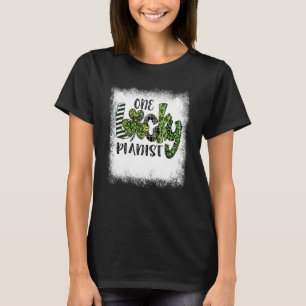 Bleached St Patricks Day Leopard One Lucky Pianist T-Shirt