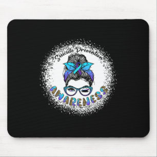 Bleached Suicide Prevention Awareness Messy Bun Gi Mouse Pad
