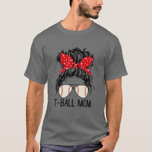 Bleached T Ball Baseball Mom Life Leopard Messy Bu T-Shirt