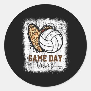 Bleached Volleyball Game Day Vibes Volleyball Mom  Classic Round Sticker
