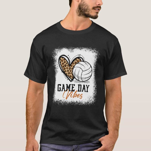 Bleached Volleyball Game Day Vibes Volleyball Mom T-Shirt (Front)