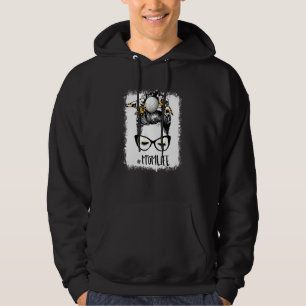 Bleached Volleyball Mom Life Leopard Messy Bun Gam Hoodie