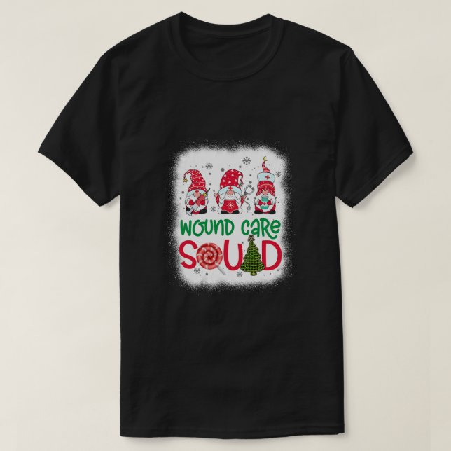 Bleached Wound Care Squad Gnomies Nurse Christmas  T-Shirt (Design Front)