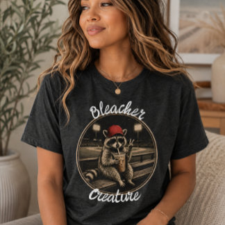 Bleacher Creature Raccoon Baseball Sports Tri-Blend Shirt