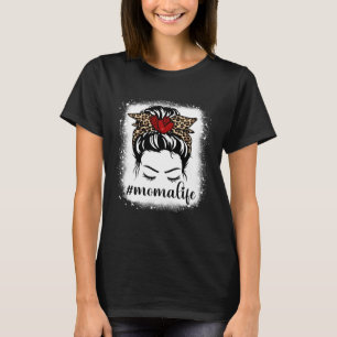 Bleaches Moma Life Messy Bun Leopard Print Women M T-Shirt