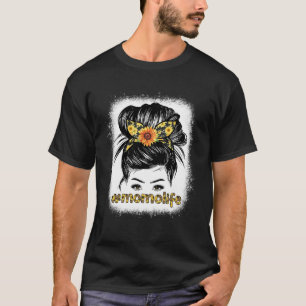 Bleaches Momo Messy Hair Bun Sunflower Women Mothe T-Shirt
