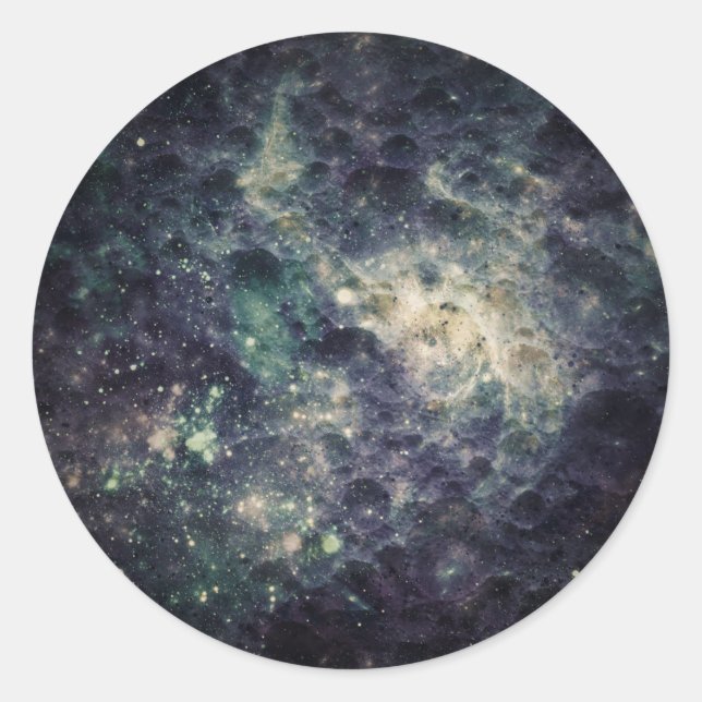 Bleak Galaxy Space Rock Birthday Party Classic Round Sticker (Front)