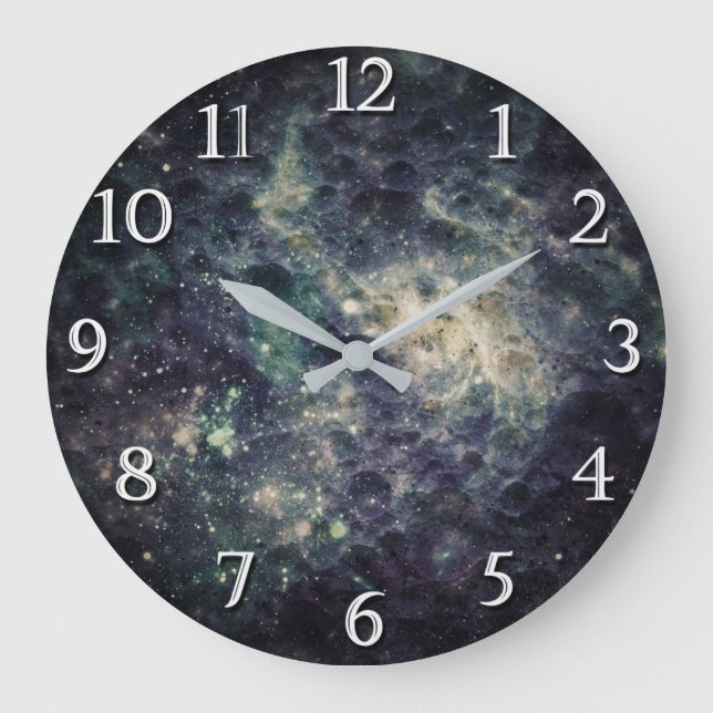Bleak Galaxy Space Rock Cool Spacey Bedroom Large Clock (Front)