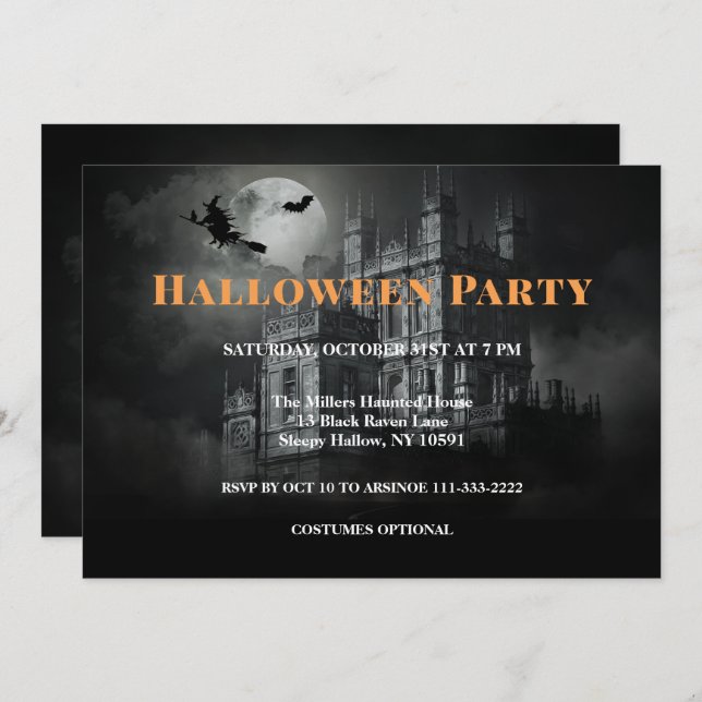 Bleak Mansion Halloween Fête Invitation (Devant / Derrière)