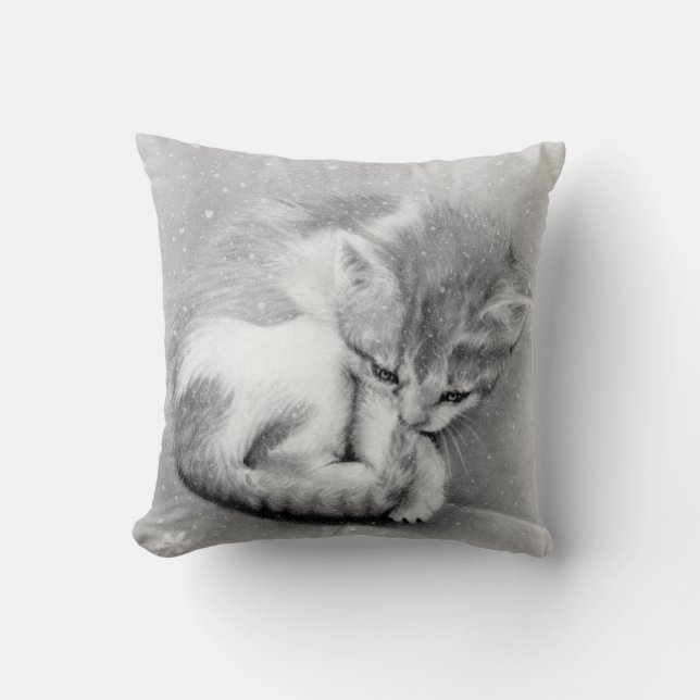 Bleak wintry kitty Pillow (Front)