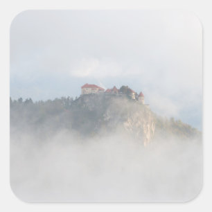Bled castle surrounded by clouds square sticker