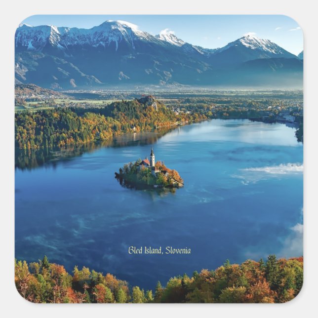 Bled Island, Slovenia, scenic Square Sticker (Front)