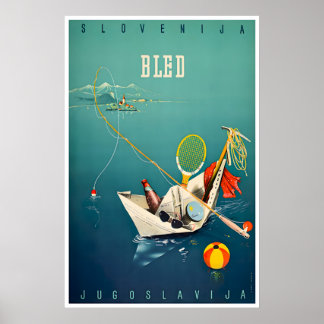 Bled Slovenia Art Yugoslavia Travel Poster Vintage