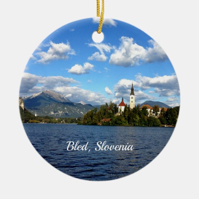 Bled, Slovenia scenic photograph Ceramic Ornament (Front)