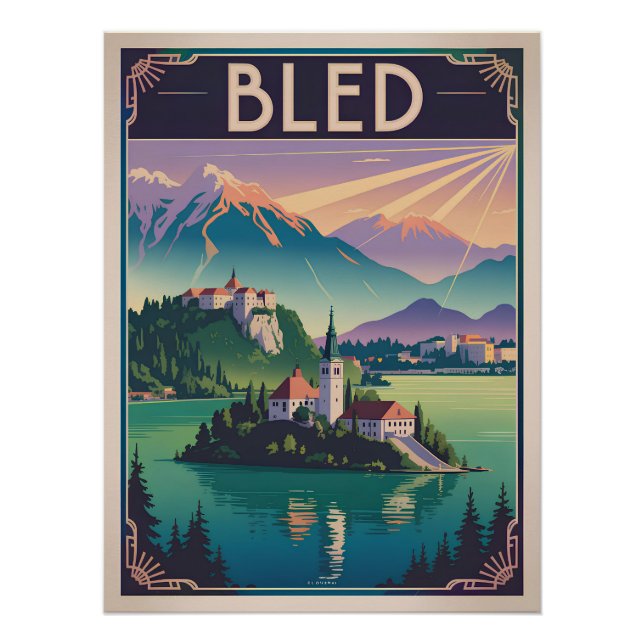 Bled Slovenia vintage Poster (Front)