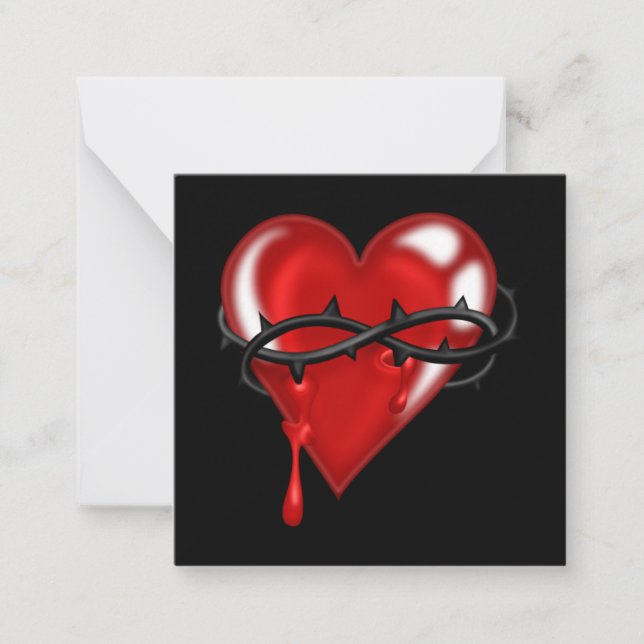 Bleeding Barbed Wire Heart Card (Front)
