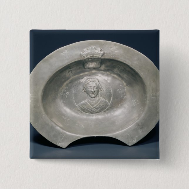 Bleeding bowl, French, 15th century, pewter 2 Inch Square Button (Front)