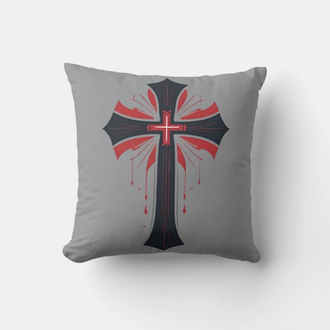 Bleeding Cross  Throw Pillow (Front)