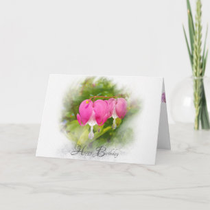 Bleeding heart flower birthday card