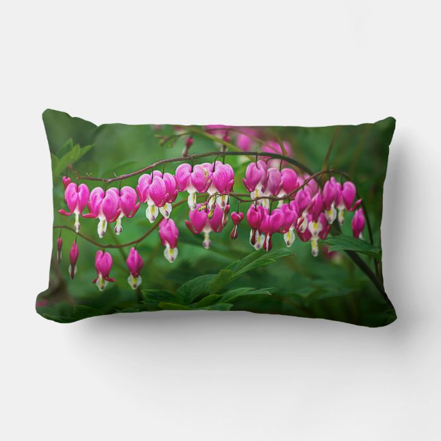 Bleeding Heart flower Lumbar Pillow (Front)