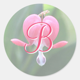 Bleeding Heart Flowers Monogram B Stickers