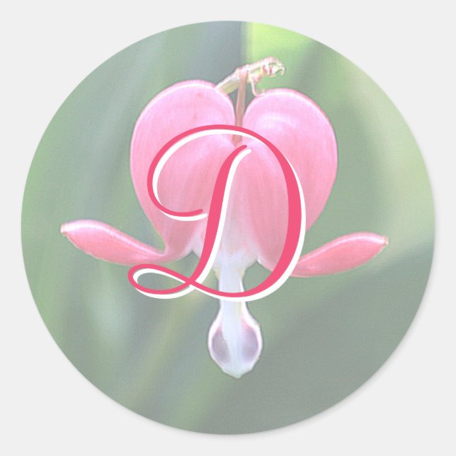 Bleeding Heart Flowers Monogram D Stickers (Front)