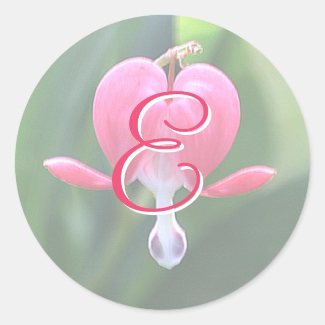 Bleeding Heart Flowers Monogram E Stickers (Front)