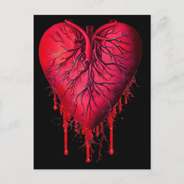 Bleeding Heart Love Heart break goth Art Postcard (Front)