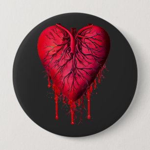 Bleeding Heart Love Heart break surreal Art 4 Inch Round Button