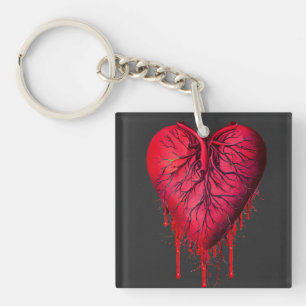 Bleeding Heart Love Heart break surreal Art Keychain