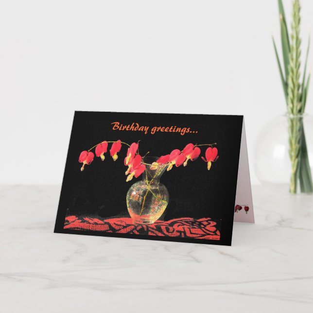 Bleeding Hearts Birthday Card (Front)