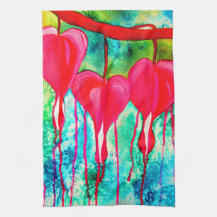 Bleeding Hearts flowers art Kitchen Towel