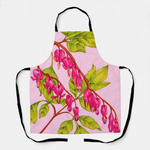 bleeding hearts flowers print apron