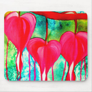 Bleeding Hearts Watercolor abstract Mouse Pad
