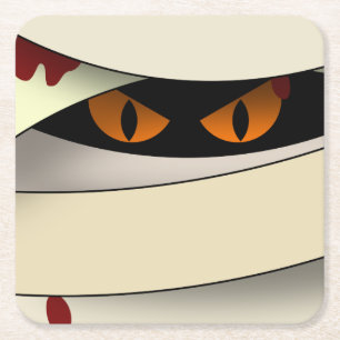 Bleeding Mummy Halloween Square Paper Coaster