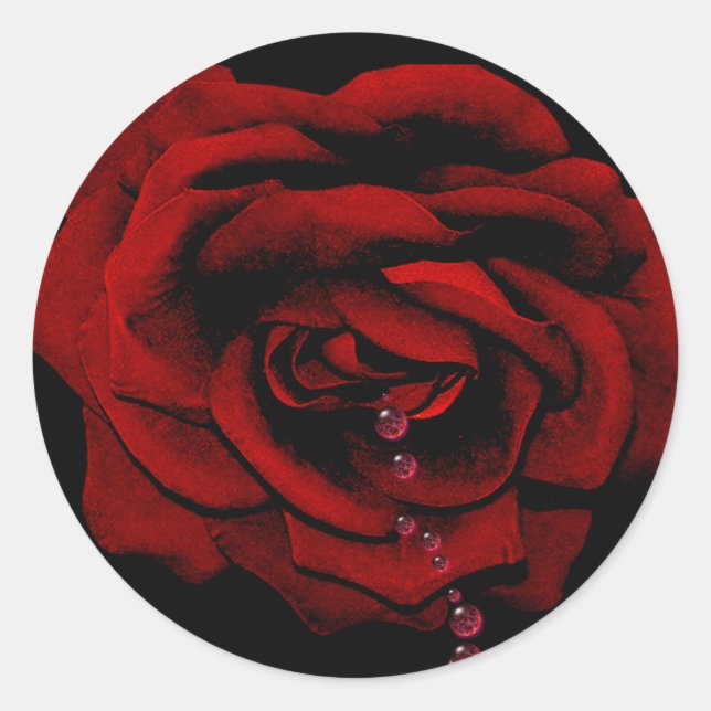 Bleeding Rose Classic Round Sticker (Front)