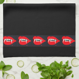 Bleeding Vampire Fangs Kitchen Towel
